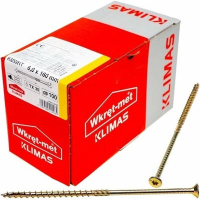 Klimas Wkret-met Wkret-Met TX 6,0x160mm 100ks Stavebná skrutka so zápustnou hlavou pre drevené konštrukcie