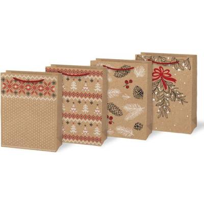MFP 5251441 Taška vánoční M LUX kraft mix V6 (190x250x90)