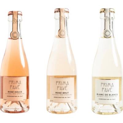 Prima Pavé Mini Trio Blanc de Blancs, Rosé Brut & Rosé Dolce nealkoholická šumivá vína 0% 3 × 0,2 l (sada lahví)