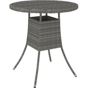 vidaXL Градинска маса, сива, 70x70x73 см, полиратан (310469)