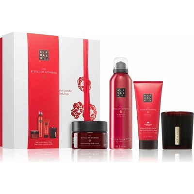 Rituals The Ritual Of Ayurveda Rituals The Ritual Of Ayurveda sprchová pěna 200 ml + Rituals The Ritual Of Ayurveda vyhlazující tělový peeling 125 g + tělový krém 100 ml + vonná svíčka 140 g
