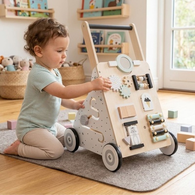 Pepita Дървена проходилка Pepita за развиване на умения - Бяла (KF-WBW0252)