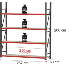 Regalydoskladu Regal Fortis 200 x 267 x 60 cm 4 police