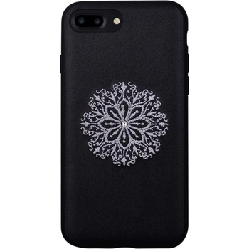 DEVIA Flower Embroidery Case - дизайнерски кожен кейс с ръчна бродерия за iPhone 8 Plus, iPhone 7 Plus (черен)