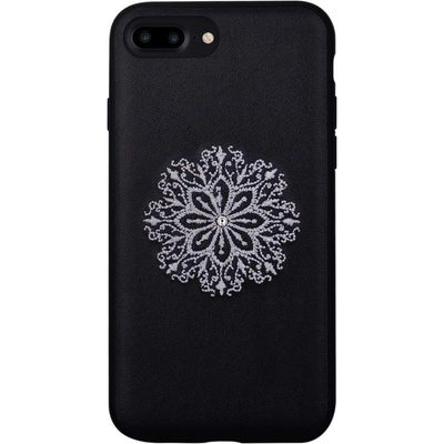 DEVIA Flower Embroidery Case - дизайнерски кожен кейс с ръчна бродерия за iPhone 8 Plus, iPhone 7 Plus (черен)