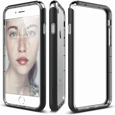 elago Bumper Case - бъмпер и комплект защитни покрития за дисплея и задната част за iPhone 8, iPhone 7 (черен)