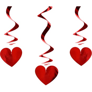 Image 1 of PartyDeco Декоративна висулка спирала 3 бр. червени сърца