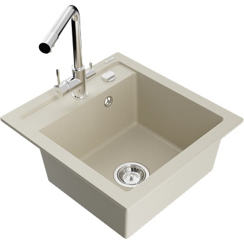 Mexen Vito мивка от гранит с 1 камера с кухненски смесител Duero, бежов - 6503-69-671600-00 (6503-69-671600-00)