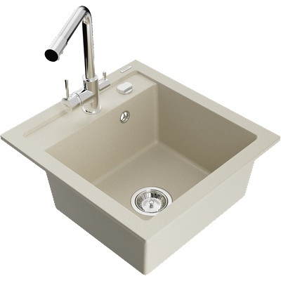 Mexen Vito мивка от гранит с 1 камера с кухненски смесител Duero, бежов - 6503-69-671600-00 (6503-69-671600-00)