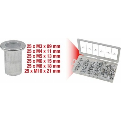 KS tools Sortiment závitových nitov, hliník, M3x9mm-M10x21mm, 150-dielny,970.0620