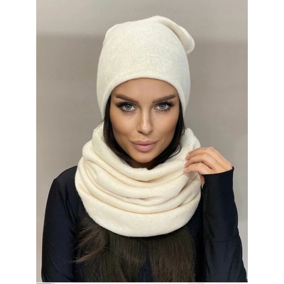 Fashionweek dámská Souprava teplý pohodlný dámský set dámská čepice a šála cashmere touch S2468 krémová