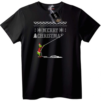 NOONEBRAND Тениска Grinch коледен риболов - 5XL, White