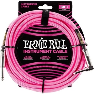 Ernie Ball P06078-EB Neon Pink 3 m Директен - Ъглов Инструментален кабел (P06078)