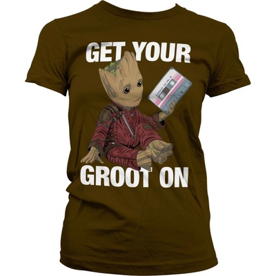 123 Dámské tričko Get your Groot on hnědé
