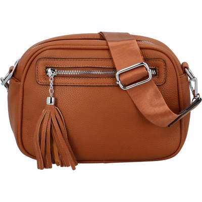 Trendy dámská koženková crossbody kabelka Herbiana hnědá