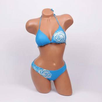 Image 1 of Дамски бански в синьо с бяла роза