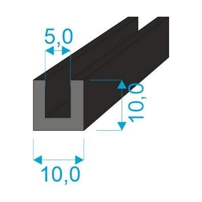 00535011 Pryžový profil tvaru "U", 10x10/5mm, 70°Sh, EPDM, -40°C/+100°C, černý | Zboží Auto