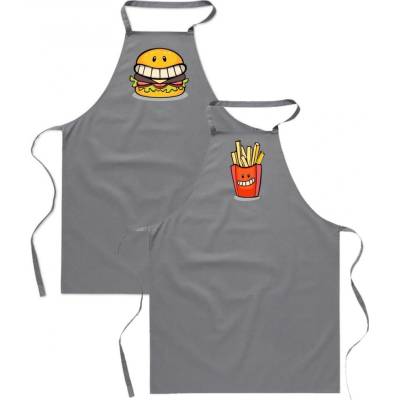 Povidlo.cz Zástěry pro páry Fast Food Šedá