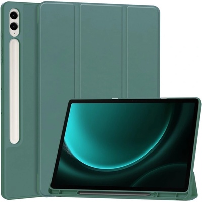 Vsetkonamobil 66586 LEATHER Zaklápací kryt Samsung Galaxy Tab S9 FE+ tmavozelený