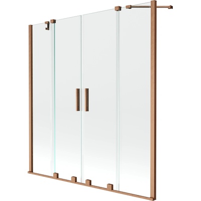 Mexen Velar Duo стационарна вана с 2 крила, плъзгаща се, 160 x 150 cm, прозрачна, четкована мед - 896-160-000-02-65 (896-160-000-02-65)