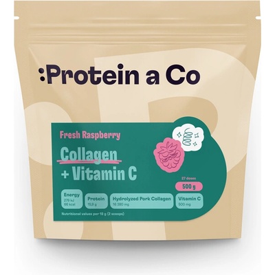 Protein a Co Protein&Co. Kolagen + vitamín C Fresh raspberry 500 g