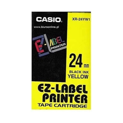 Casio XR-24YW1, 24mm x 8m, čierna tlač/žltý podklad, originálna páska