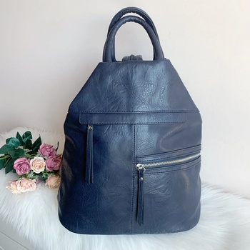 Image 1 of Тъмно синя кожена чанта/раница Италиански модел Е-7179