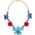 Dannyra Колие с естествени орхидеи и рози, мъниста клоазоне My Happy Blue Garden Dannyra Jewels