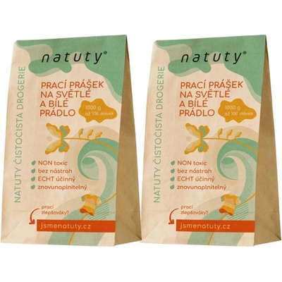Natuty Prací prášek na světlé a bílé prádlo 2 x 1 kg