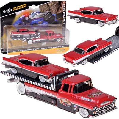 Maisto Kovový setodťahové vozidlo CHEVROLET Flatbed 1957 a CHEVROLET Bel Air 1:64