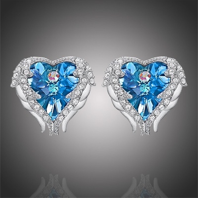 Éternelle náušnice Swarovski Elements Angel Wings andělská křídla E1295 modrá