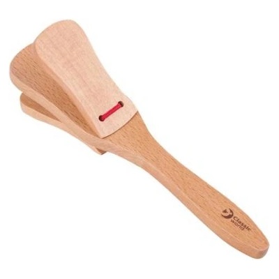 Classic World Дървен музикален инструмент - Кастанети с дръжка - Classic World (CWE40507)