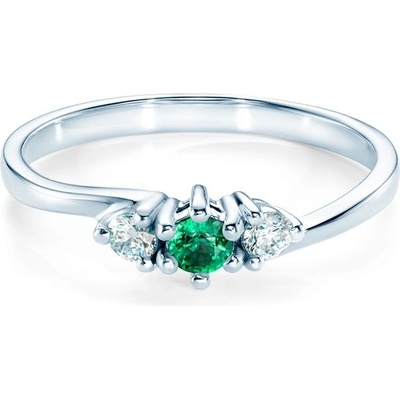 Savicki Prsteň Secret Garden biele zlato smaragd PI B SZMD 00135