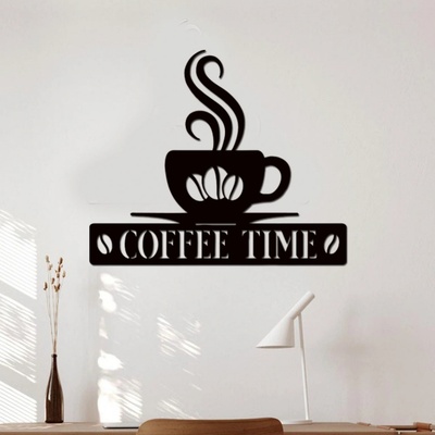 dřevo života Dřevěná dekorace COFFEE Rozměry (cm): 60x52, Zvolte barvu dekoru: Černá