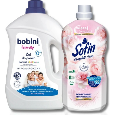 Bobini Family prací gel 2,5 l + aviváž Sensitive 1,8 l