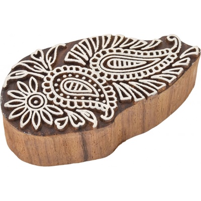 Sanu Babu Vyřezávané razítko paisley palisandr 9x4,5cm