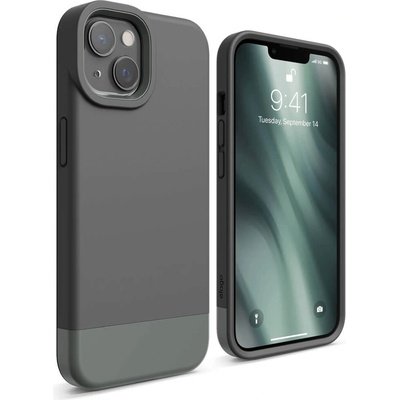 elago Glide Case - удароустойчив силиконов (TPU) калъф за iPhone 13 (тъмносив-зелен)