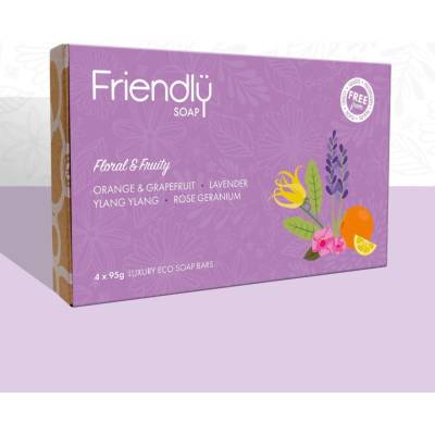 Friendly Soap přírodní mýdlo dárková sada mýdel Floral and Fruity 4x 95 g