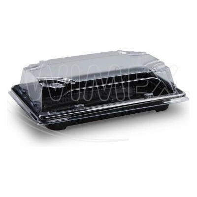 Wimex Miska na Sushi + viečko PP rPET čierna + priehľadné 165 x 118 x 45 m