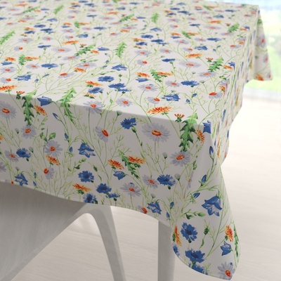 Biante bavlna čtvercový ubrus Sandra SA-601 Kopretiny a zvonky na bílém 80x80 cm