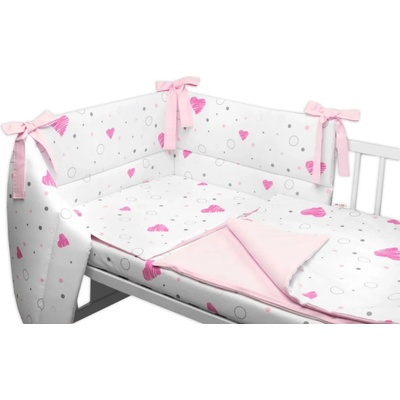 Baby Nellys Mantinel s povlečením 3D bavlněná sada I love Girl růžový/bílý 120 x 90 cm