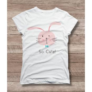 Детска тениска 'Сладко зайче' - бял, 2xs
