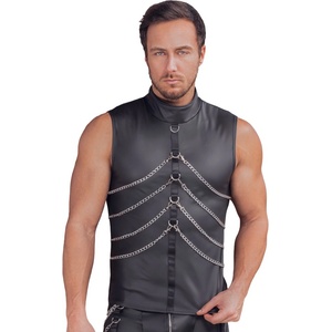 NEK Sleeveless Cool Matte Look Shirt with Chains 2162008 Black XL