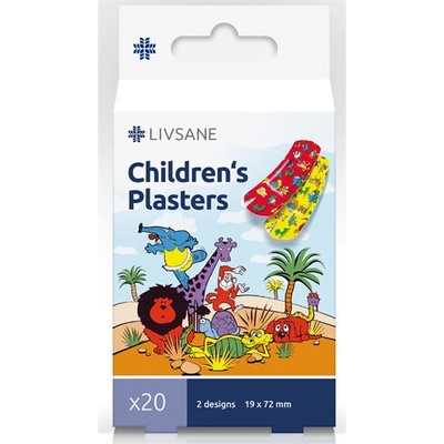 LIVSANE Náplasti Detské prúžky (zvieratká) 19x72 mm 20 ks