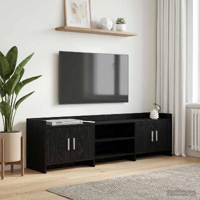 vidaXL ТВ шкаф 168 x 33 x 47 см Черен дъб Инженерна дървесина (8011180)