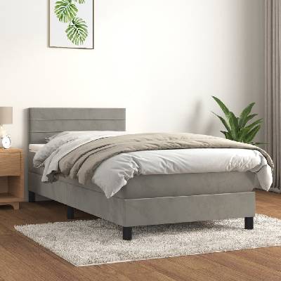 Petrashop 3141335 boxspring postel s matrací světle šedá samet