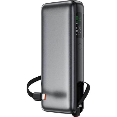 ACEFAST Външна батерия с вграден USB-C кабел, USB-C и USB-A портове и технология за бързо зареждане - Acefast M22 Power Bank PD 130W 20000 mAh with Built-in USB-C Cable (черен) (M22-20000)