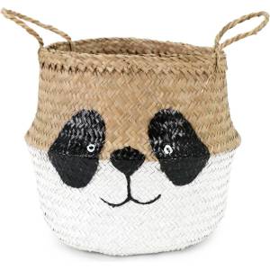 Compactor Бяла/естествена детска кошница за играчки от морска трева ø 25x24 cm Panda - Compactor (RAN11863)