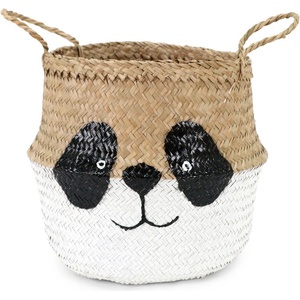 Compactor Бяла/естествена детска кошница за играчки от морска трева ø 25x24 cm Panda - Compactor (RAN11863)