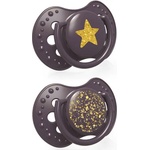LOVI Силиконови залъгалки Lovi - Stardust, 3-6 месеца, 2 броя, лилави (22/893_vio) - ozone